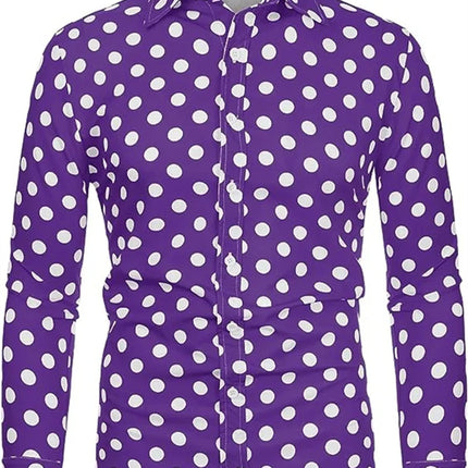 Fashion 3D Printed Men's 10-color Polka Dot Long-sleeved Slim-fit Shirt Button And Long-sleeved Comfort Casual Men's Tops