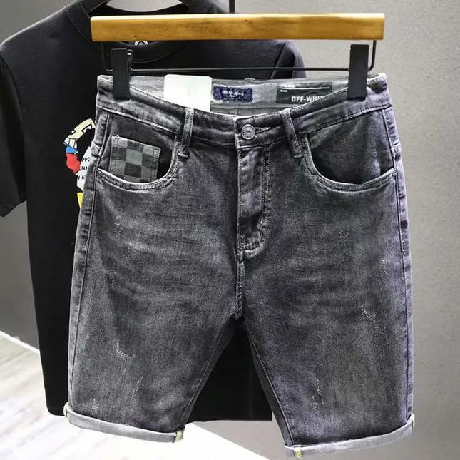 Slim Jeans 2022 Summer Stylish Designer Men's Clothing Vintage Grey Short Pants Cheap Brand Men's Clothing