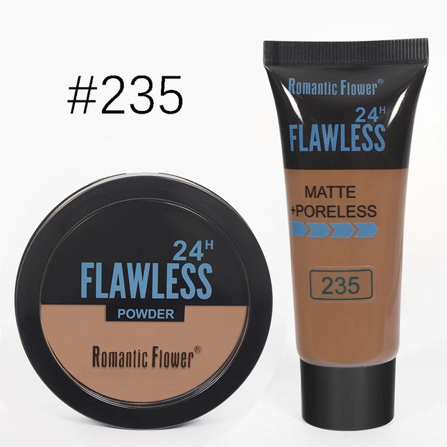 Three-color dark skin pressed powder concealer set, matte effect, oil control, waterproof, sweat-proof, create facial shadows