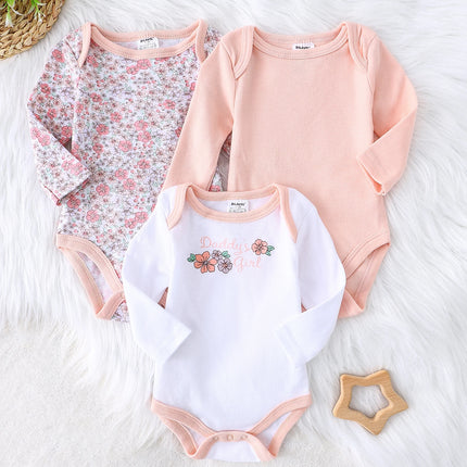 3PCS Baby girl onesie New style baby girl clothes Spring/Autumn long-sleeved onesie Cotton fabric Suitable for 0-9months