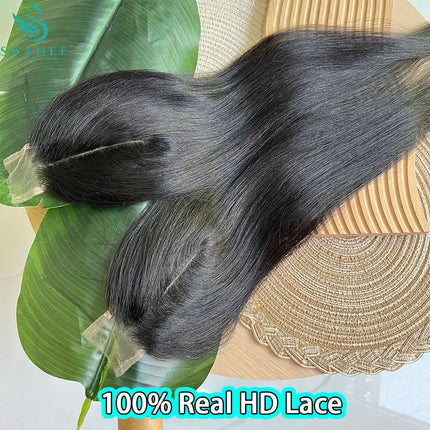 Light Yaki Straight 2x6 13x4 Skin Melted HD Lace Closure Only Middle Parting Pre plucked Human Hair For Women Hair Natural