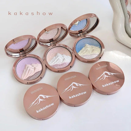Kakashow 3 colors Sparkling highlighter Pearlescent Smooth Delicate High-Gloss Pressed Powder for Facial Brightening