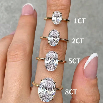 925 Sterling Silve Gorgeous Shiny 1-8CT Zircon Oval Stone Ring For Women Engagement Wedding Luxury High Quality Fine Jewelry
