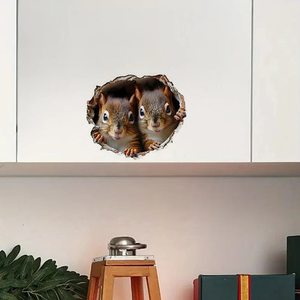 Funny Squirrel Stickers, Apply for Wall, Door, Cabinet, Window, Car Decoration, Vinyl Animal Decals, Art Wallpaper, Poster