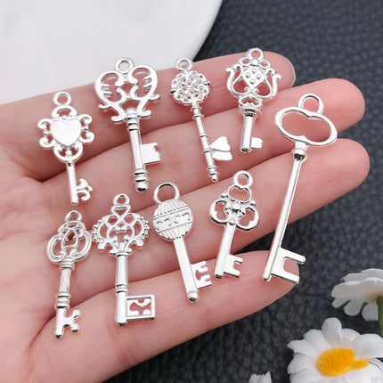 20/100pcs Mini Key Series (Includes Antique Gold/Bronze/KC Gold/Bright Silver Finishes) - Ideal for Handmade Jewelry Crafting"