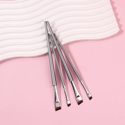 4PCS Liquid Eyeliner Brush Ultra Thin Fine Oblique Angle Flat Head Eyebrow Brush