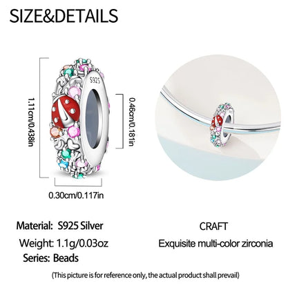 Original 925 Sterling Silver Charms Beads Cute Mushroom Unicorn Love Wings Pearl Charm for Bracelet Pendant Woman Girl Jewelry