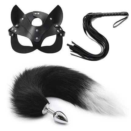 Anal Plug Tail Fox Set For Women Anal Sex Toys Butt Plug Tail Sexy Plush Ear With Nipple Clamps Bullet Vibrator For Couples Toys