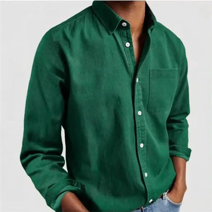 Solid color men's long sleeved shirt, casual and comfortable, fashionable and trendy, street outdoor, soft fabric