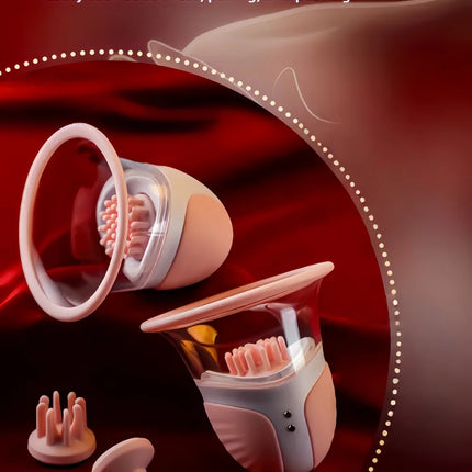 Breast Enlargement Suction Vibrator Rotating  Tongue Licking Vacuum Pump chest Massager Nipple Stimulation Masturbator Sex