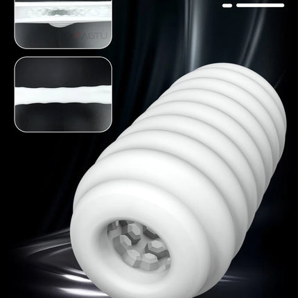 Manual Sucking Extrusion Male Masturbators, Portable Transparent Pocket Pussy Stroker Vagina Textured Blowjob Machine Toys Penis