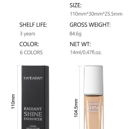 Liquid Highlighter Starlight Liquid Fine Sparkle for Face Body Long-Lasting Glow for Stage Festival & Photography Makeup