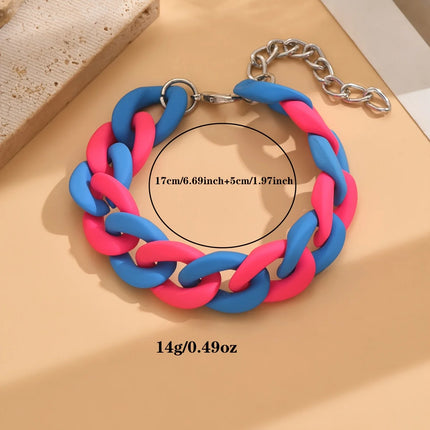 Vintage And Fashionable Acrylic Contrasting Chain Women's Earrings And Bracelet Set, Beautiful Wedding Party Jewelry
