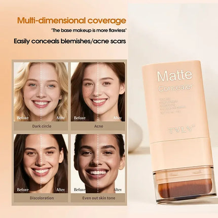 15g 2-in-1 foundation eraser double-ended concealer stick with brush head waterproof, natural makeup, long-lasting cream texture