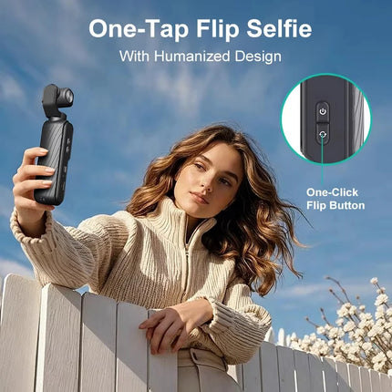 4K Ultra HD Action Camera 330° Face Tracking Gimbal Stabilizer 1.72 Inch Touch Screen 64MP Pocket Digital Camera WiFi Sports Cam