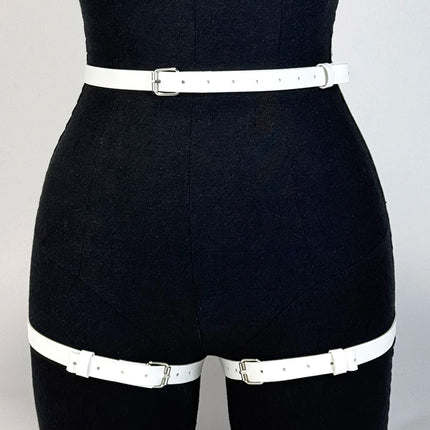 1PC Women Sexy Fashion Harness Leg Harness Pu Leather Adjustable Studded Decor Thigh Garter Belt Gothic Harness Belt Accessories