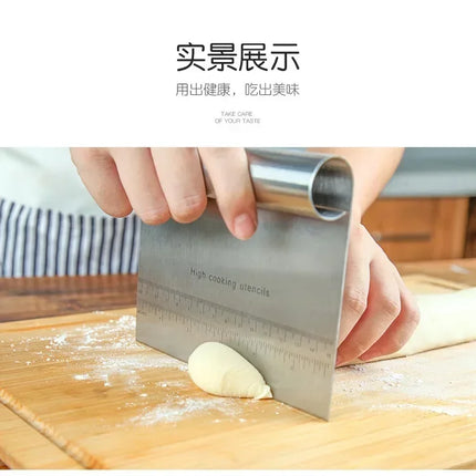 Stainless Steel Pastry Spatulas Cutter With Scale Pizza Dough Scraper Fondant Cake Decoration Tools Baking Kitchen Accessories