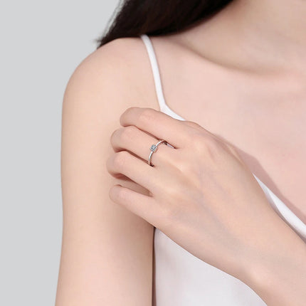 Tezzc Moissanite Lab Diamond Ring For Women 925 Sterling Silver with White Champagne Gold Plated Pass Diamond Test Rings Jewelry