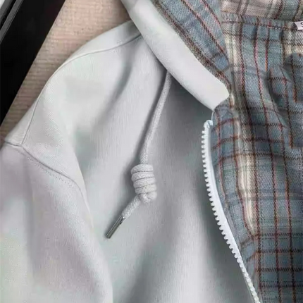 New Grid Splicing Hooded Hoodie Spring And Autumn Dressing Up Collection Casual Fashion Trends Versatile Laziness Feeling