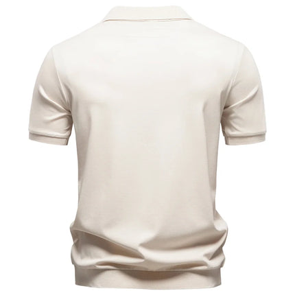 AIOPESON Breathable Silky Polo Shirt for Men Solid Color Old Money Skin Friendly Soft Cool Casual Polo Shirts Male