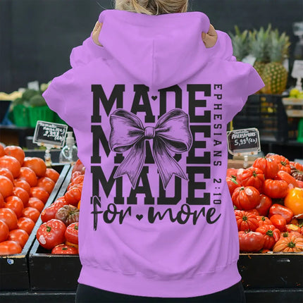 "Made For More" Hoodies Vintage Coquette Bow Jesus Sweatshirt Fashion Long Sleeve Graphic Christianity Women Streetwear Hoodie