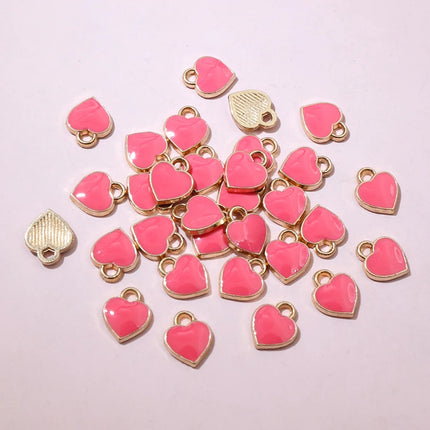 50pcs Red Small Cute Heart Charms Pendant 6x8mm Alloy Metal DIY Jewelry Making Accessories for Earrings Bracelet Necklace