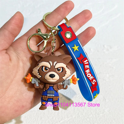 New Q Style Spider Hero Keychain Cartoon Super Heroes Deadpool Cute Doll Keyring Ornament Key Chain Pendant Kids Toys Gifts