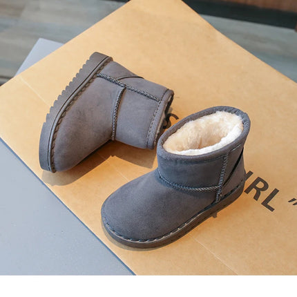 2025 Children Snow Boots Leisure Thick Fur Platform Winter Kids Short Boot Slip-on Unisex Concise Style Boys Girls  Kids Shoes