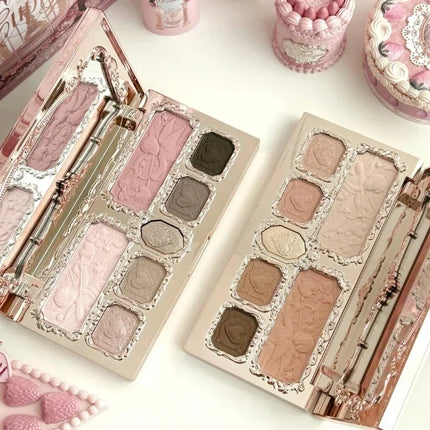 Flower Knows Strawberry Cupid Collection Matte Glitter Shimmer Eyeshadow Face Palette Highlight Blush Longlasting Makeup Palette