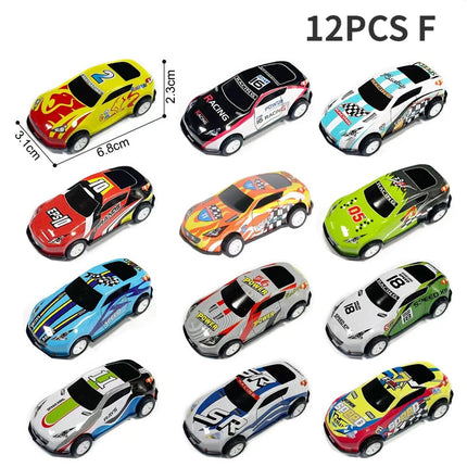 12pcs Alloy Racing Cars Model Toy Children Mini Iron Sheet Car Set Rebound Car Metal Alloy Cars Toys for Kids Boys Birthday Gift