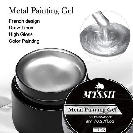 2/3pcs Mirror Metal Gel Nail Polish Set Gold Silver Metallic Painting Drawing Line Gel Semi Permanent Soak Off UV Gel Varnish