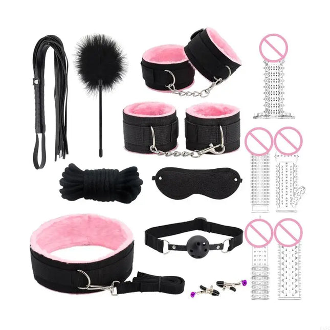 Sexy BDSM Kits Plush Sex Bondage Set Sex Games Whips Gag Nipple Clamps for Couples Exotic Accessories