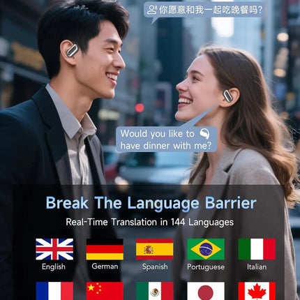 AI Translation Earbuds BT 5.4 Headphones Translator with 144 Languages OWS Real-Time Earphones Ear Buds for Travel Business