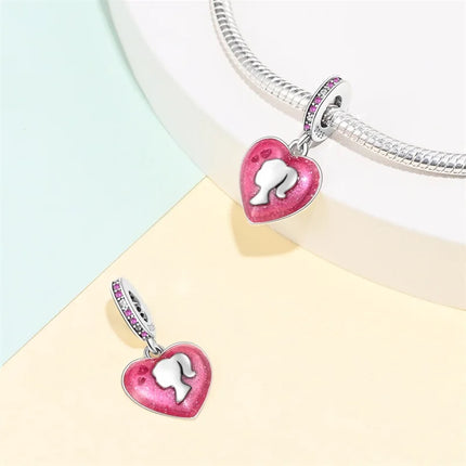 100% 925 Sterling Silver Fashion Pink Princess Skirt Bag Lipstick Charms Beads Fit Qikaola Original Bracelets DIY Jewelry Gifts