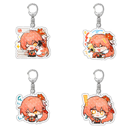 Honkai: Star Rail Anime Figure Acrylic Keychain Dan Heng Feixiao Firefly Model Plate 4pc/set Keyring Game Fans Gift