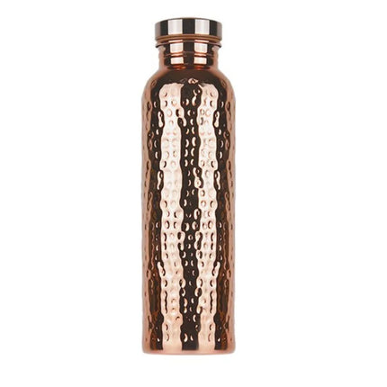 800ML Electroplated Copper Water Bottle One-Click Open Lid Anti-Slip Hammer Pattern Bottle Sports Water Bottle