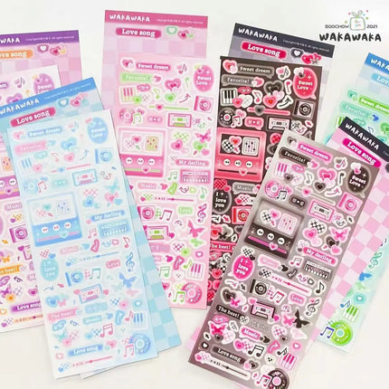 MINKYS New Arrival 3pcs 6pcs Kawaii Bear Ribbon Laser Bling Stickers DIY Scrapbook Stickers Confetti Decoration DIY Photo Frame