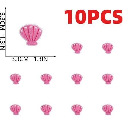 10PCS Bulk Small Fish Jellyfish Coral Embroidery Patches Cute Octopus Shell Seaweed Sticker For Ocean Bag Decoration Wholesale