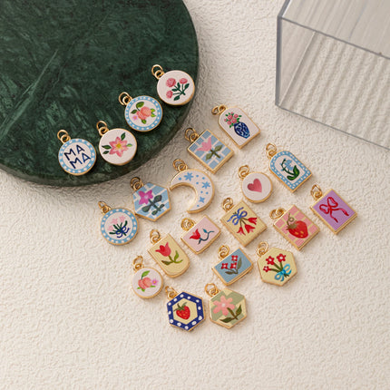 Popular DIY Color Accessories Pendant for Women's 12th Birthday Love Flower charms jewelry making