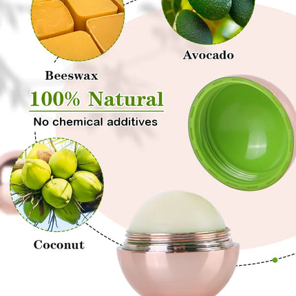 Vegan Organic Moisturizing Round Rose Golden Lip Balm Ball Natural Lip Balm Fade Lip Lines