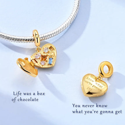 Charm Bead 925 Sterling Silver Heart Starry Sky Family Mother-Daughter-Sister Charm Fit Bracelets Pendant Women DIY Jewelry Gift