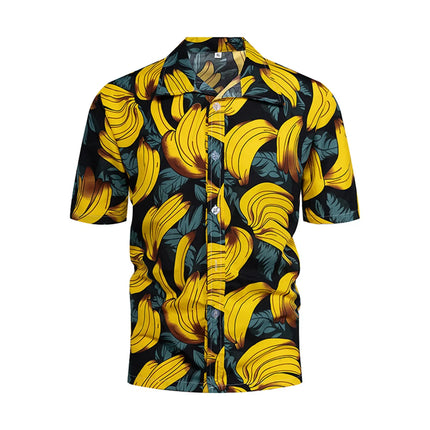 Shirt For Mens Hawaiian Banana Fruit Casual 3D Printed Beach Short Sleeve Brand Imported Clothing Plus Size Streetwear Vacation