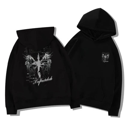 2025 New American High Street Hiphop Adult Men's Autumn Winter Fleece Warm Outdoor Loose Soft Comfortable Hooded Sweatshirt