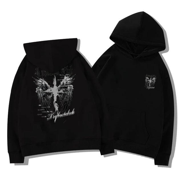 2025 New American High Street Hiphop Adult Men's Autumn Winter Fleece Warm Outdoor Loose Soft Comfortable Hooded Sweatshirt