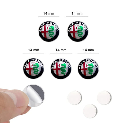 5/10PCS 14mm Car Key Shell Sticker Car Key Remote Fob Decal Auto Parts For Alfa Romeo Sportiva 156 Stelvio Giulia Giulietta