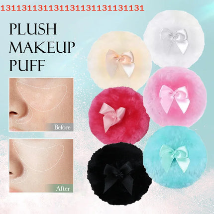 Professional Plush Bowknot round Makeup Sponge Soft Fluffy Loose Powder Puff Cute Foundation Cosmetic Beauty Tool