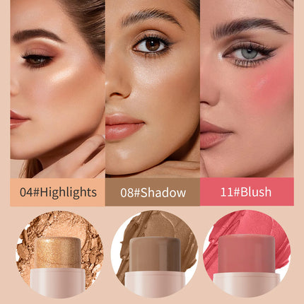 Makeup Face Contouring Bronzer Stick Highlighter 2 in 1 Matte Glitter Brightening Silkworm Blusher Rouge Cream Concealer Pen