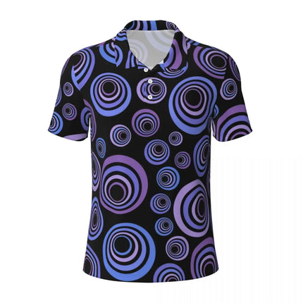 Vintage 70s Circles Casual Polo Shirts Psychedelic Pattern T-Shirts Short Sleeve Shirt Daily Fashion Tops Gift Clothing