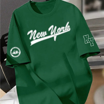 New men's summer design letter print soft and breathable round neck T-shirt summer outdoor street quick drying top