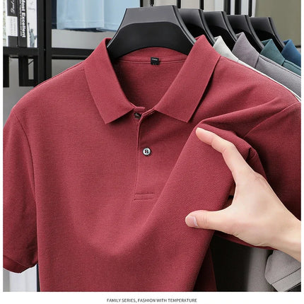 Men's 100% Cotton Polo Shirt - Summer Casual Breathable Tee, 19 Colors, Ideal for Golf and Sports, Business Casual, Silk-Like Finish